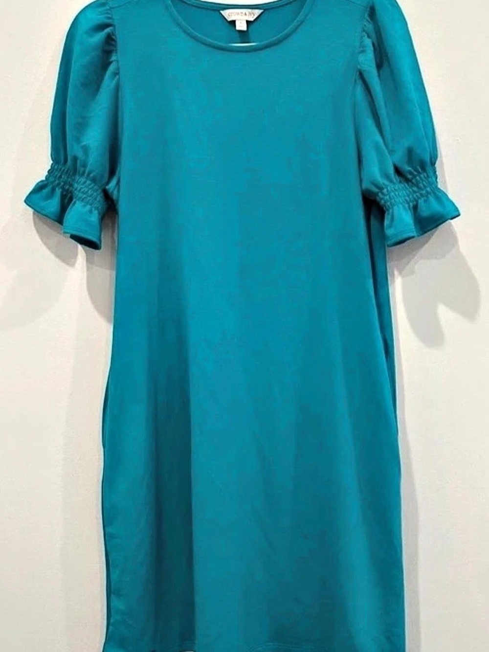 Crown & Ivy Puff Sleeves Dress in Blue Size Small Like New